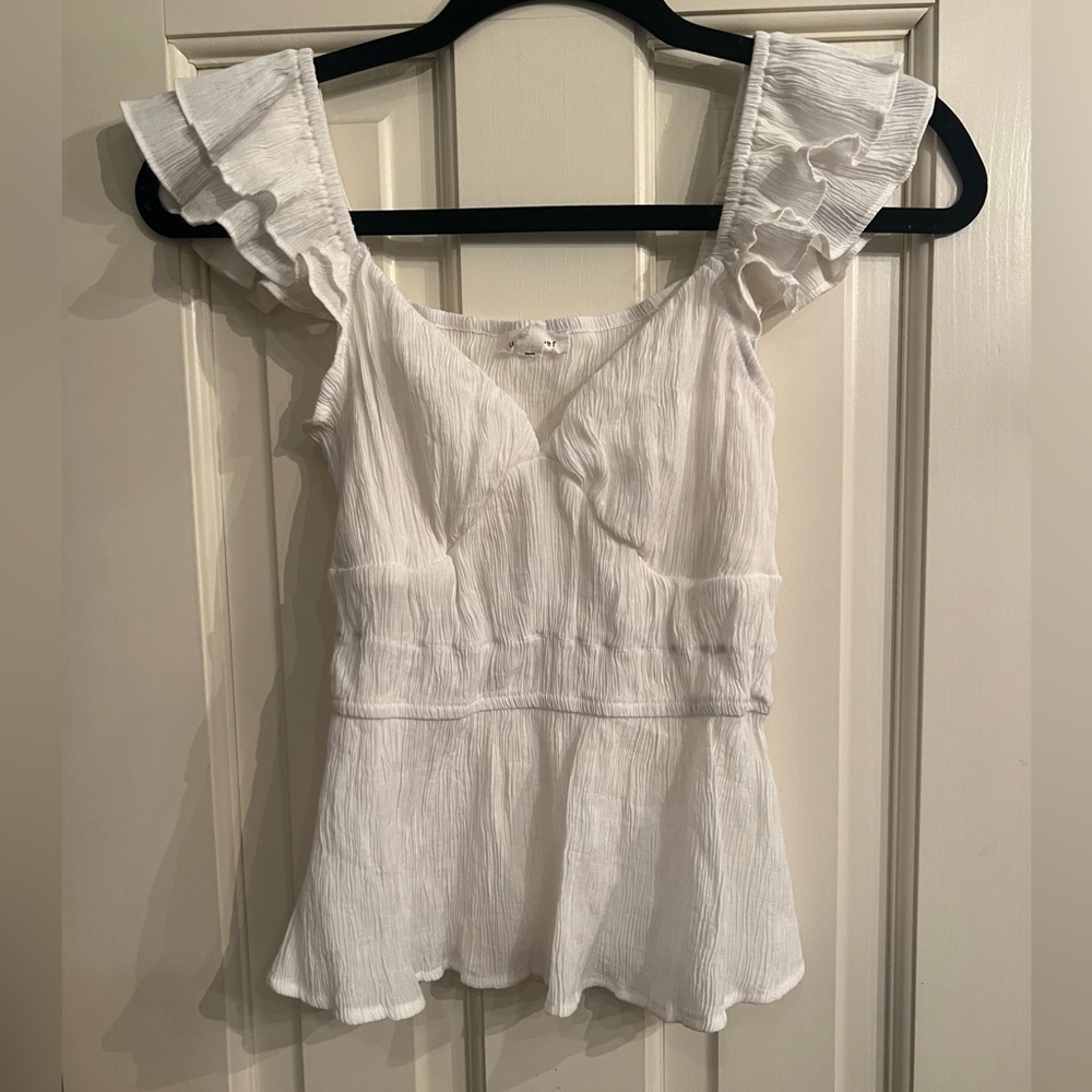 Blu Pepper White Ruffle Sleeve Top